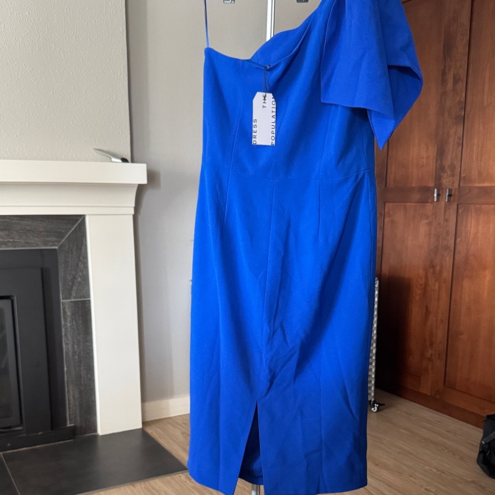 Dress the Population Royal Blue One-Shoulder Dress